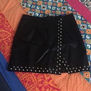 Vegan Leather Studded Skirt